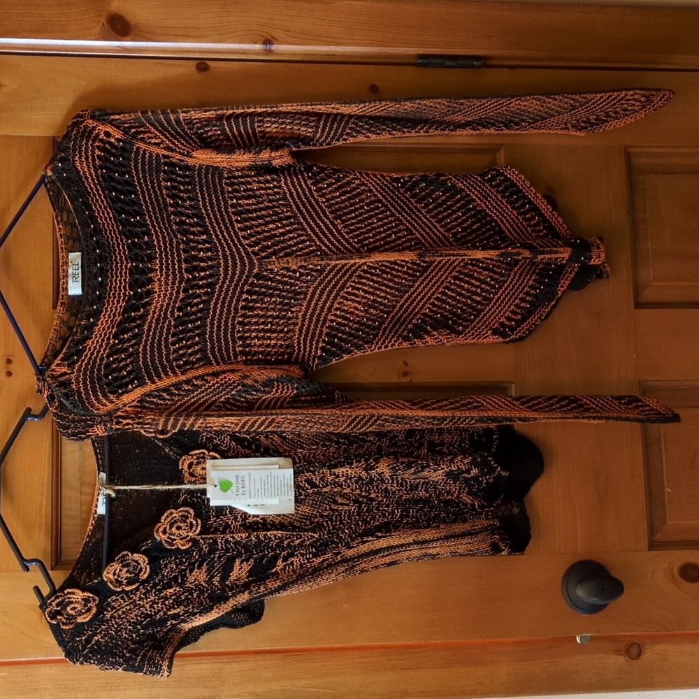 Black and Orange Knit Top, set of 2